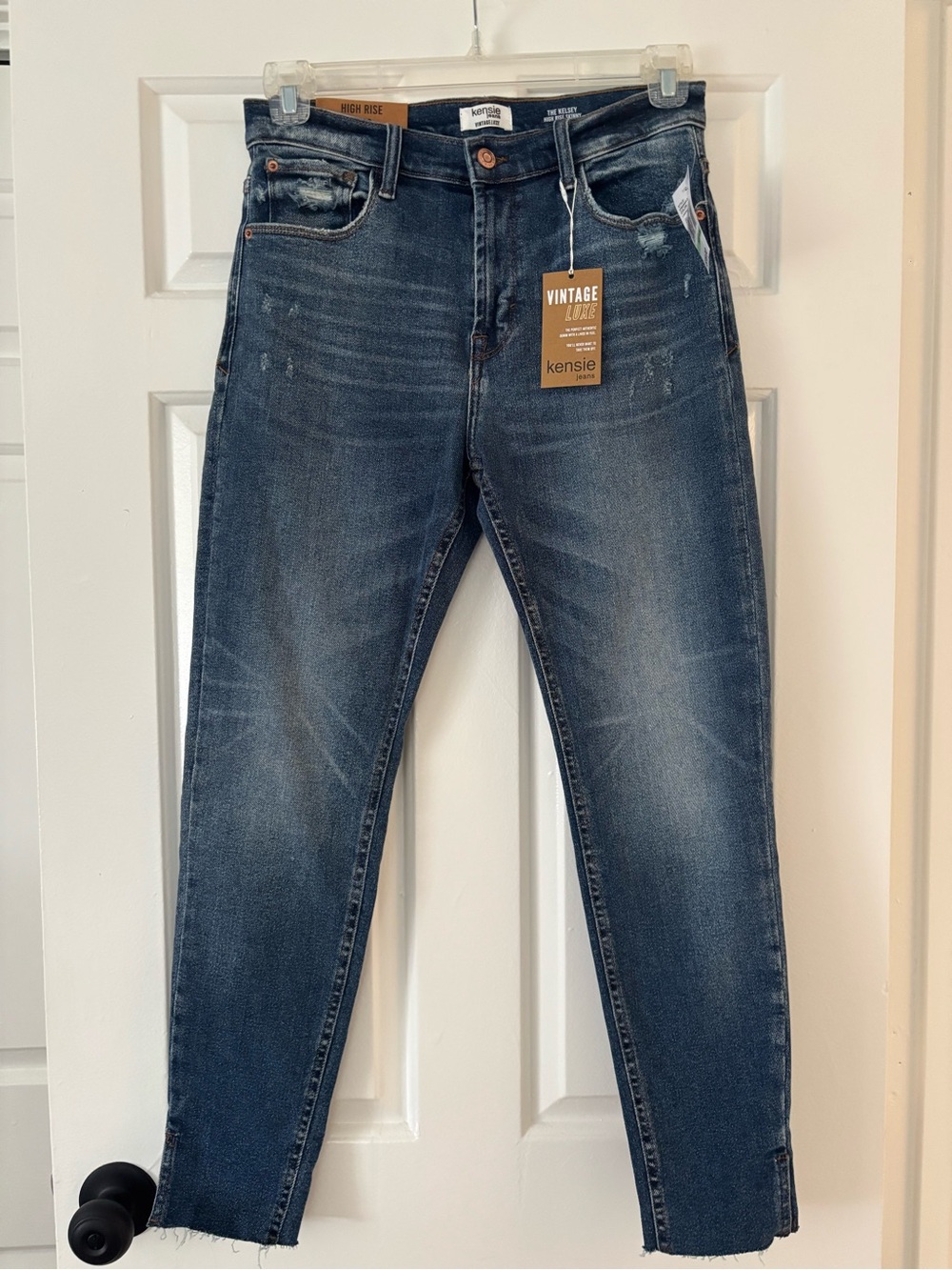 NWT Kensie Vintage Luxe High Rise Skinny Jeans Raw Hem Distressed Size 8